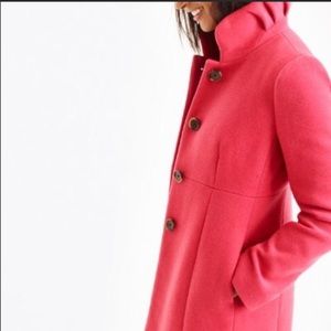 J. Crew Factory Uptown Ruffle Collar Coat in Coral Size 6